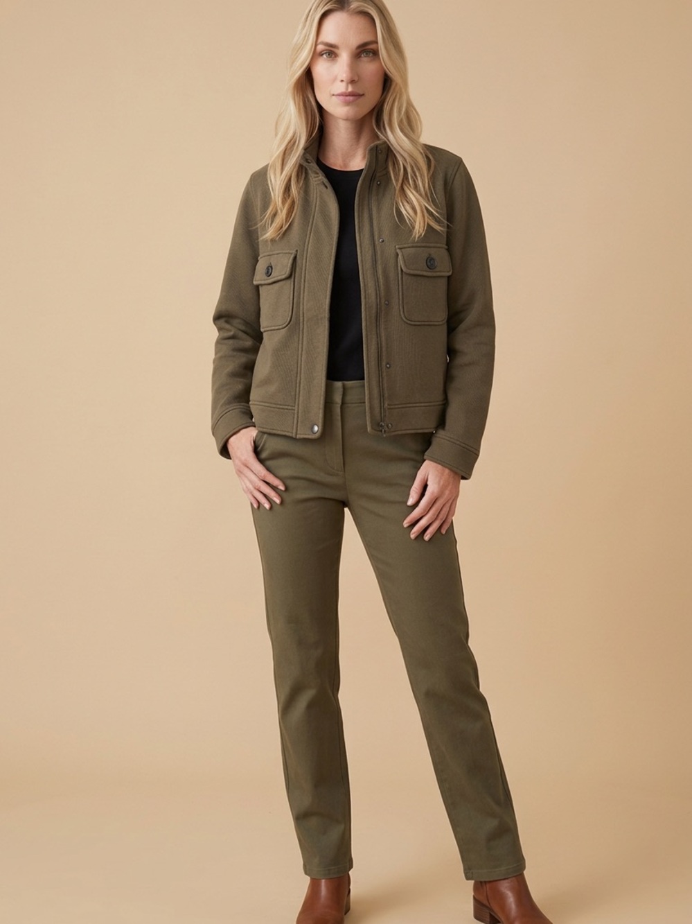 Banana Republic Olive Utility Jacket with Front Flap Pockets